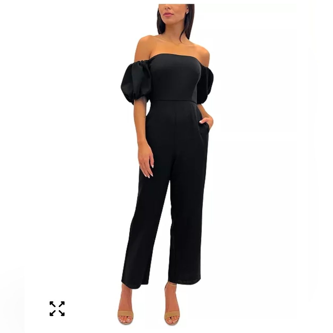 Sam Edelman Black Off The Shoulder Sweetheart Neckline Jumpsuit Size 2